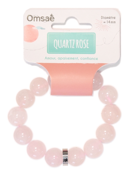 Bracelet Quartz Rose Perles rondes 14 mm 2