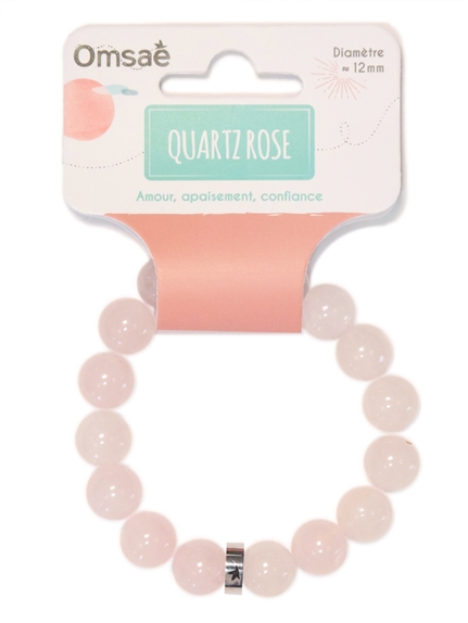 Bracelet Quartz Rose Perles rondes 12 mm 2