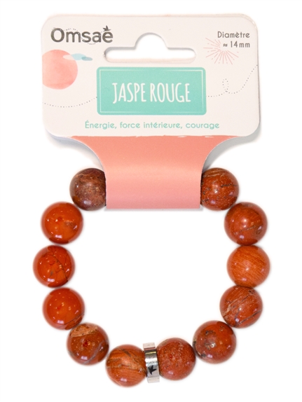 Bracelet Jaspe Rouge Perles rondes 14 mm 2