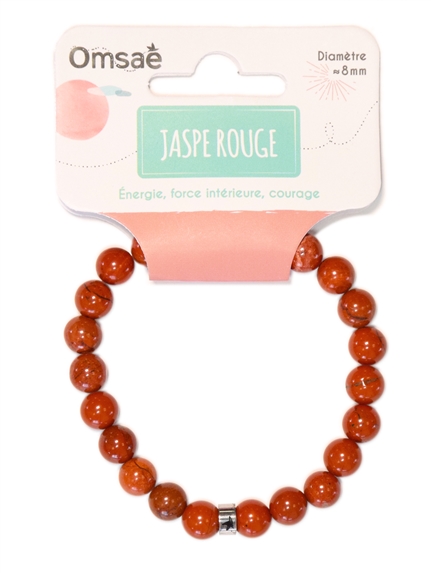Bracelet Jaspe Rouge Perles rondes 8 mm 2
