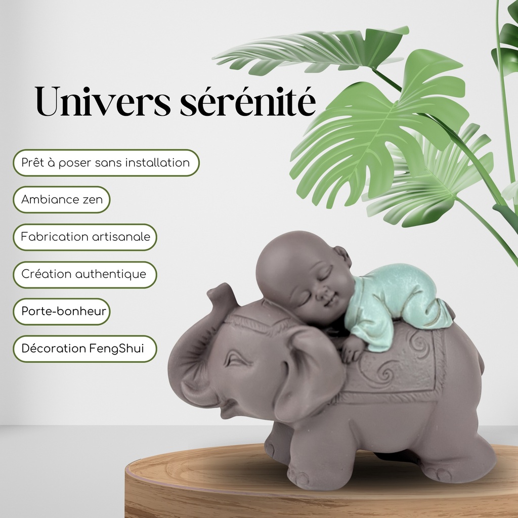 Statue Bonze Éléphant — vue de face