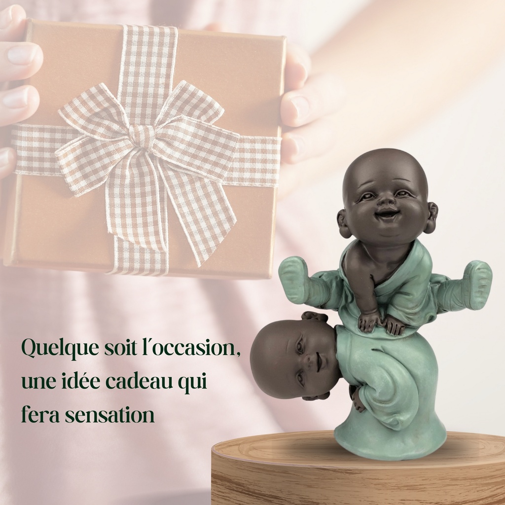 Statuette 2 Bonzes Jump SM-2202 — vue de face