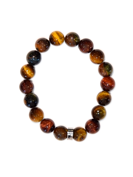 Bracelet Oeil de Tigre de Taureau et de Faucon Perles rondes 10 mm 1