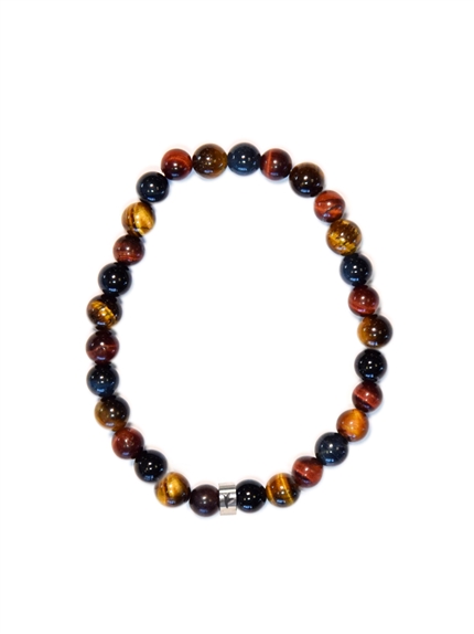 Bracelet Oeil de Tigre de Taureau et de Faucon Perles rondes 6 mm 1