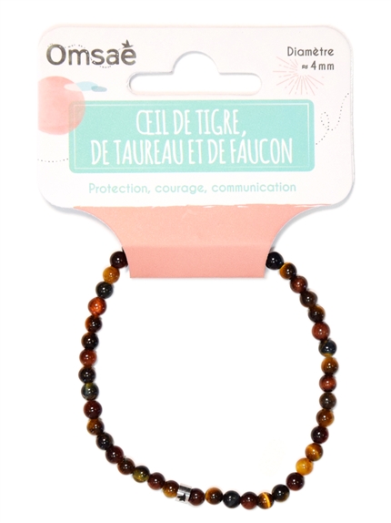 Bracelet Oeil de Tigre de Taureau et de Faucon Perles rondes 4 mm 2