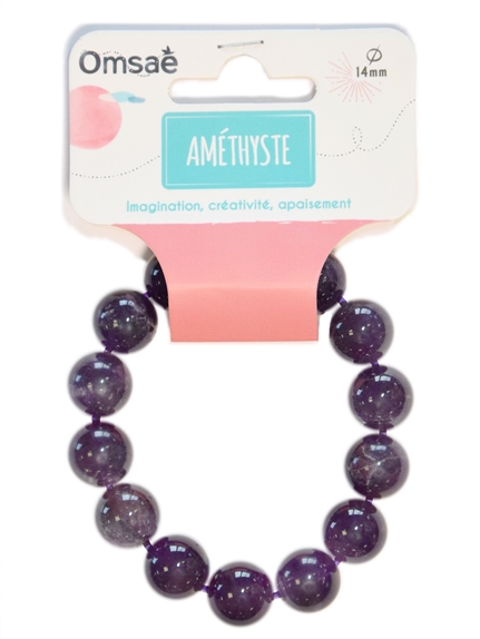 Bracelet Améthyste Perles rondes 14 mm 2