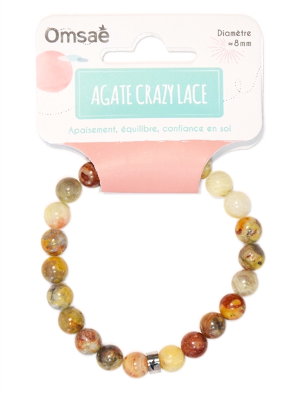 Bracelet Agate Crazy Lace Perles Rondes 8 mm 2