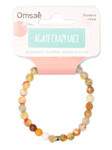 Bracelet Agate Crazy Lace Perles rondes 6 mm 2