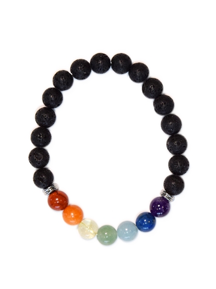 Bracelet 7 Chakras Pierre de lave Perles rondes 8 mm 1