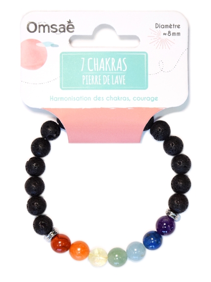 Bracelet 7 Chakras Pierre de lave Perles rondes 8 mm 2