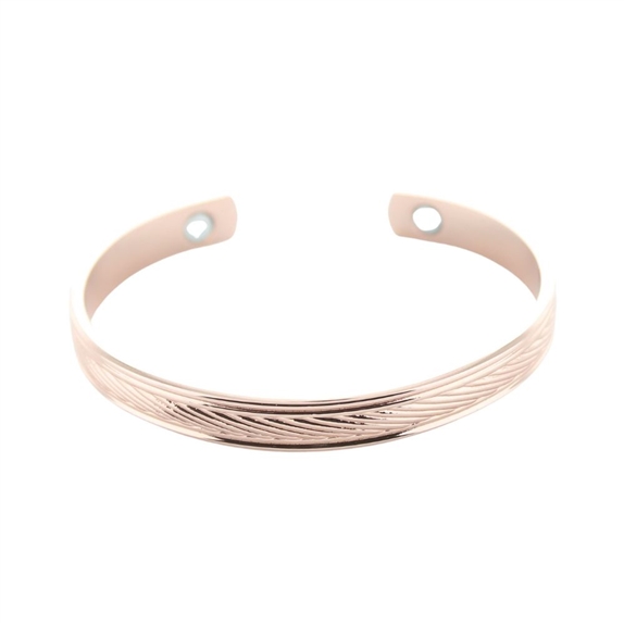 Bracelet cuivre avec Aimants Jonc plat strié 3