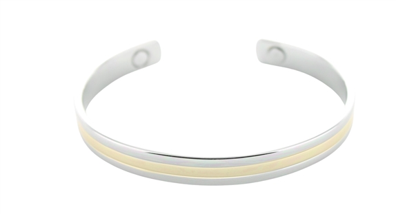 Bracelet cuivre avec Aimants Jonc plat 2 métaux 1