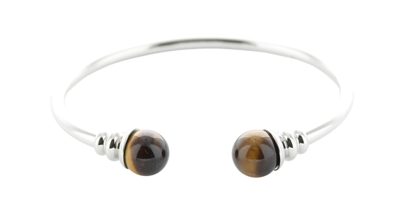 Bracelet cuivre avec Aimants Jonc Métal argenté Perles il de Tigre 1