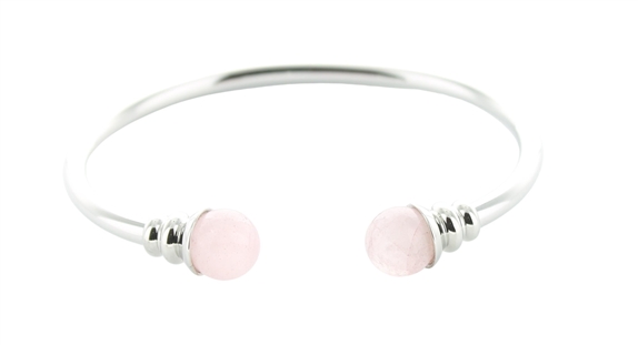Bracelet cuivre avec Aimants Jonc Métal argenté Perles Quartz Rose 1