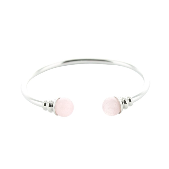 Bracelet cuivre avec Aimants Jonc Métal argenté Perles Quartz Rose 3