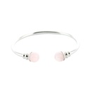 Bracelet cuivre avec Aimants Jonc Métal argenté Perles Quartz Rose 3