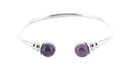 Bracelet cuivre avec Aimants Jonc Métal argenté Perles Améthyste 1