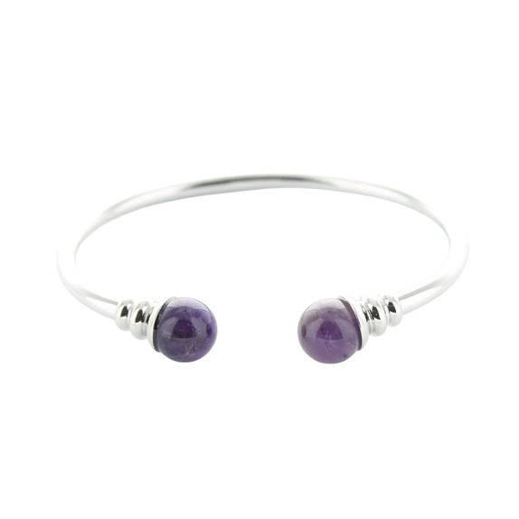 Bracelet cuivre avec Aimants Jonc Métal argenté Perles Améthyste 3