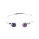 Bracelet cuivre avec Aimants Jonc Métal argenté Perles Améthyste 3