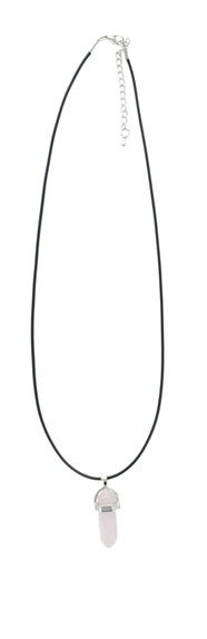 Collier Quartz Rose Pointe Cordon Noir 1