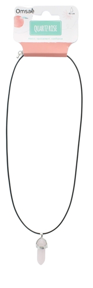 Collier Quartz Rose Pointe Cordon Noir 2