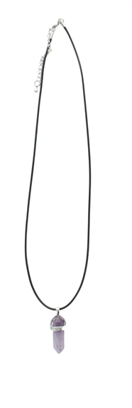 Collier Améthyste Pointe Cordon Noir 1