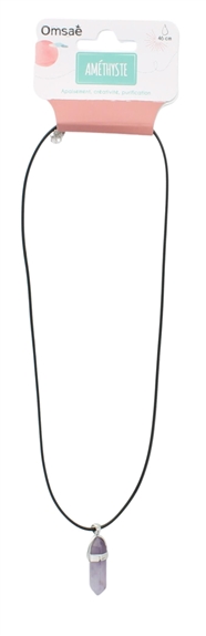 Collier Améthyste Pointe Cordon Noir 2