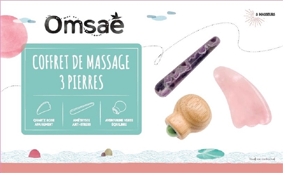 Coffret massage corps en Quartz rose, Améthyste et Aventurine verte 2