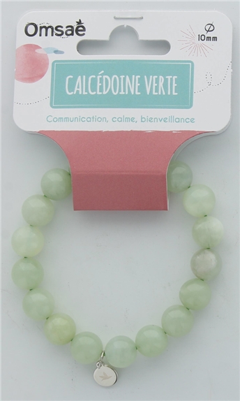 Bracelet Calcédoine Verte Perles rondes 10 mm 2