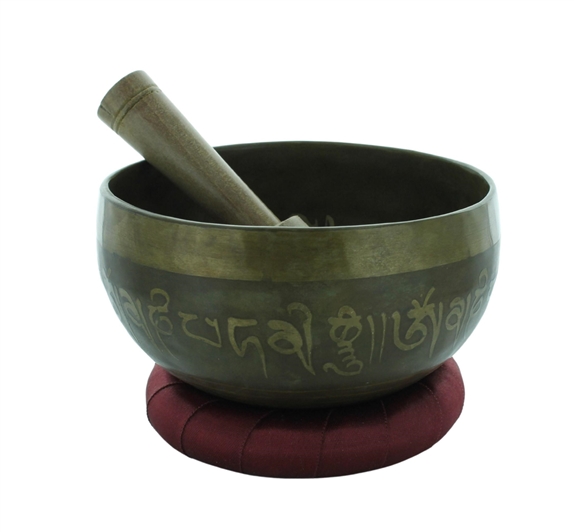 Coffret Bol Chantant Traditionnel Gravure Bouddha Diamètre env. 14 cm 1