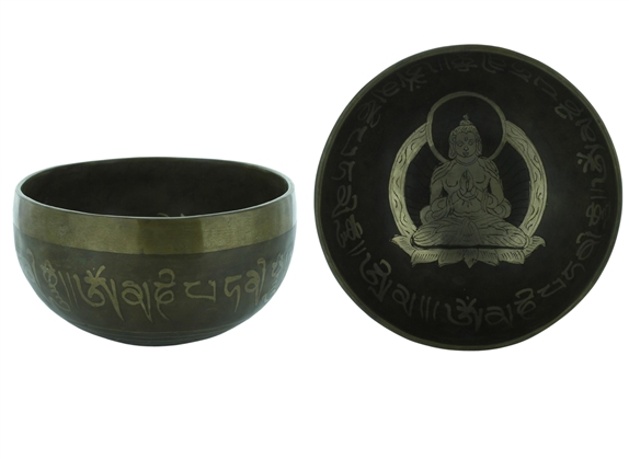Coffret Bol Chantant Traditionnel Gravure Bouddha Diamètre env. 14 cm 2