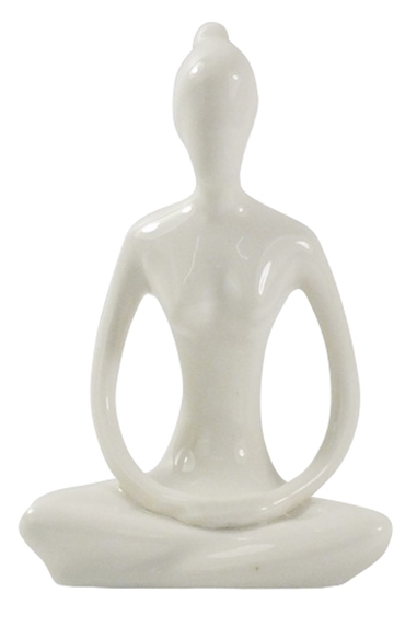 Statuette en Porcelaine Posture du Lotus Dhyana Mudra Blanc brillant 10 cm 1