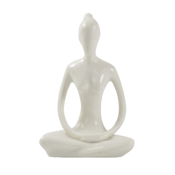 Statuette en Porcelaine Posture du Lotus Dhyana Mudra Blanc brillant 10 cm 3