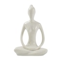 Statuette en Porcelaine Posture du Lotus Dhyana Mudra Blanc brillant 10 cm 3