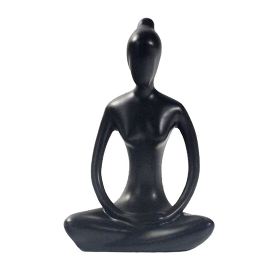 Statuette en Porcelaine Posture du Lotus Dhyana Mudra Noir mat 10 cm 3