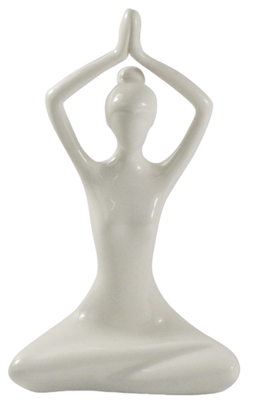 Statuette en Porcelaine Posture du Lotus Anjali Mudra Blanc brillant 20 cm 1