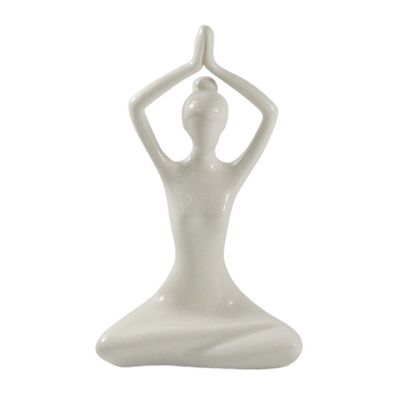 Statuette en Porcelaine Posture du Lotus Anjali Mudra Blanc brillant 20 cm 3