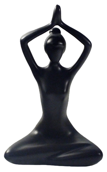 Statuette en Porcelaine Posture du Lotus Anjali Mudra Noir mat 20 cm 1