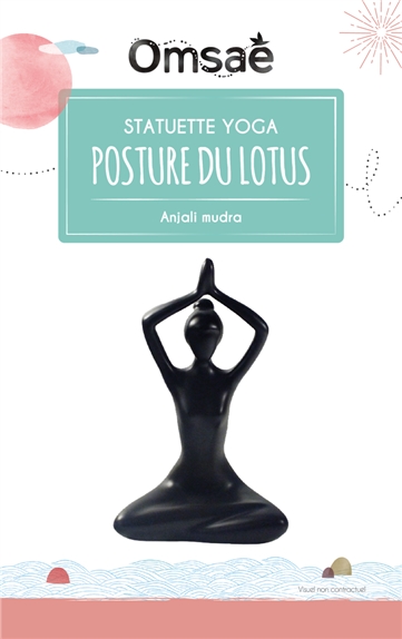 Statuette en Porcelaine Posture du Lotus Anjali Mudra Noir mat 20 cm 2