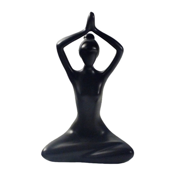 Statuette en Porcelaine Posture du Lotus Anjali Mudra Noir mat 20 cm 3