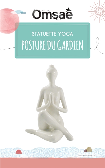 Statuette en Porcelaine Posture du Gardien Blanc brillant 17 cm 2
