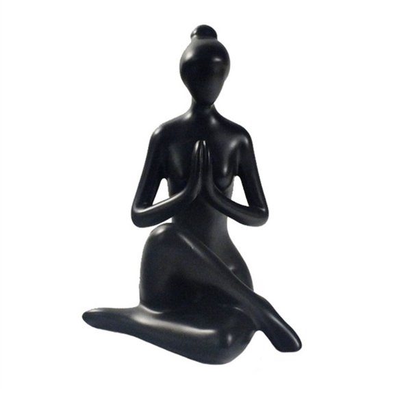 Statuette en Porcelaine Posture du Gardien Noir mat 17 cm 3
