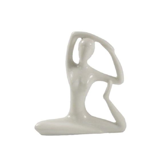 Statuette en Porcelaine Posture de la Sirène Blanc brillant 10 cm 3