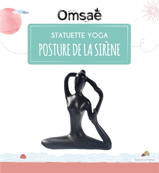 Statuette en Porcelaine Posture de la Sirène Noir mat 10 cm 2