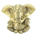 Statuette Ganesh assis en Laiton doré mat 14 cm 3