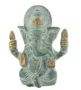Statuette Ganesh assis en Laiton vert antique 9.2 cm 1
