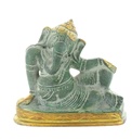 Statuette Ganesh allongé en Laiton vert antique 8 cm 1