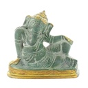 Statuette Ganesh allongé en Laiton vert antique 8 cm 3