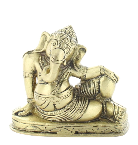 Statuette Ganesh allongé en Laiton doré mat 8 cm 1