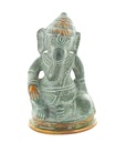 Statuette Ganesh assis en Laiton vert antique 8.2 cm 1